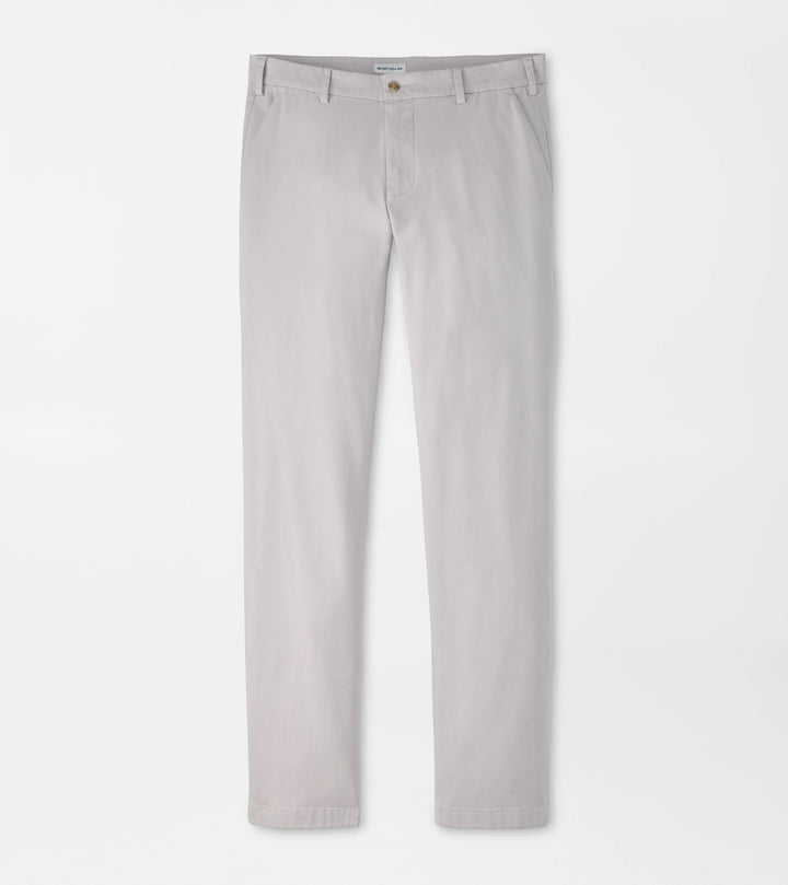 Peter Millar Signature Sateen Flat Front Trouser: Light Grey