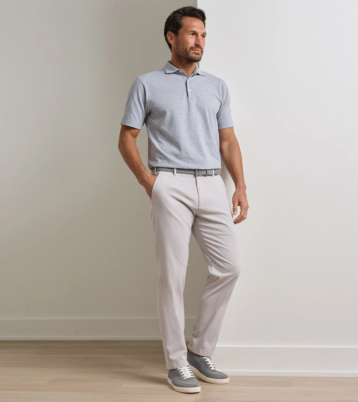 Peter Millar Signature Sateen Flat Front Trouser: Light Grey