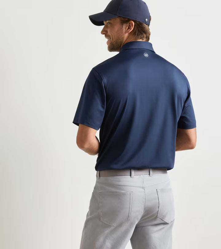 Peter Millar Solid Performance Jersey Polo with Contrast Placket: Navy