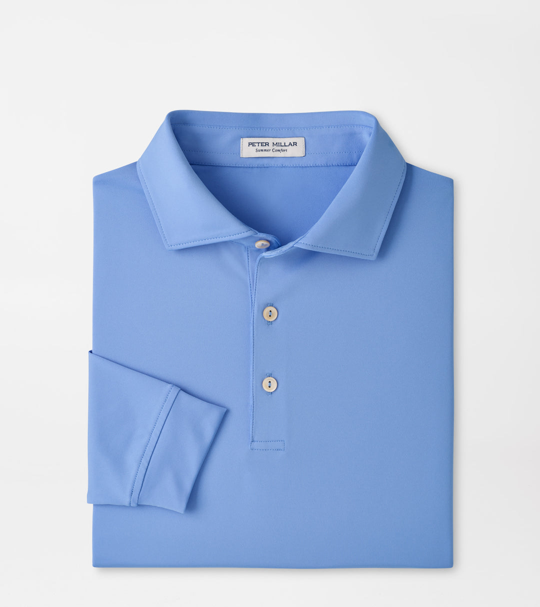 Peter Millar Solid Stretch Jersey Long Sleeve Polo: Estate Blue