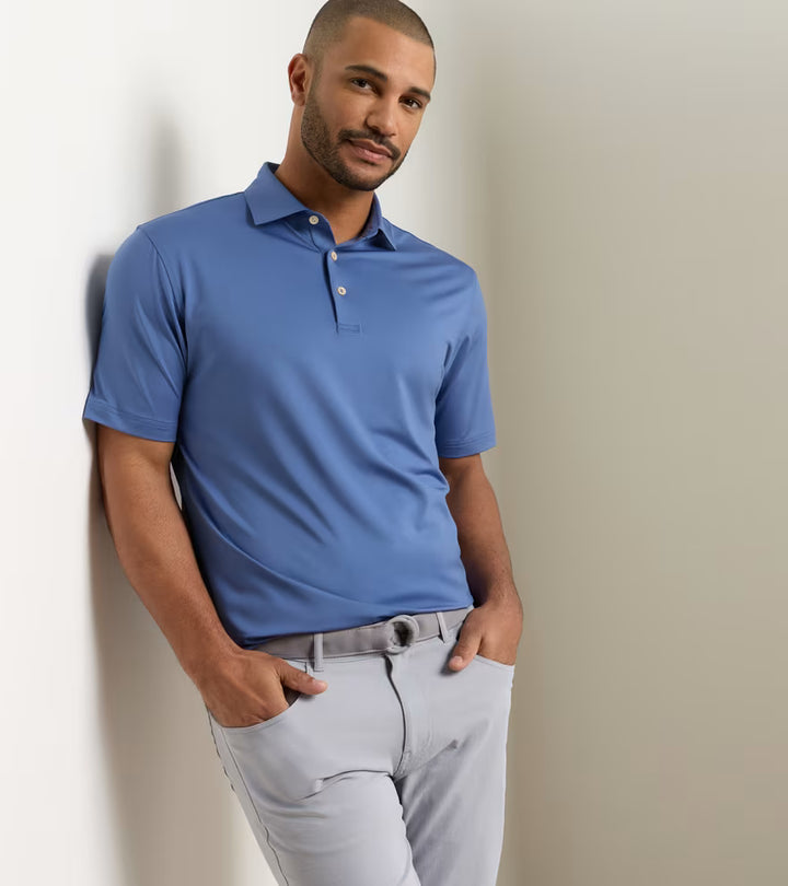 Peter Millar Solid Performance Jersey Polo: Bali Blue