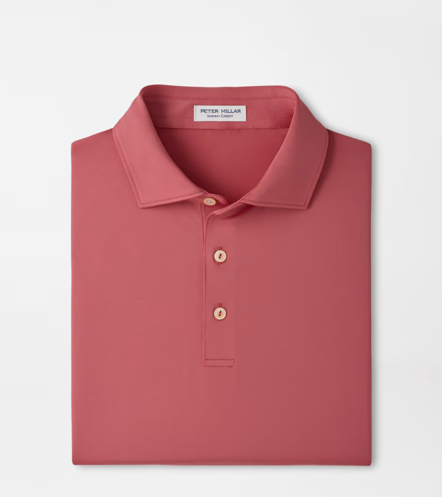 Peter Millar Solid Performance Jersey Polo: Red Coral