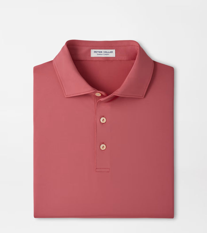 Peter Millar Solid Performance Jersey Polo: Red Coral