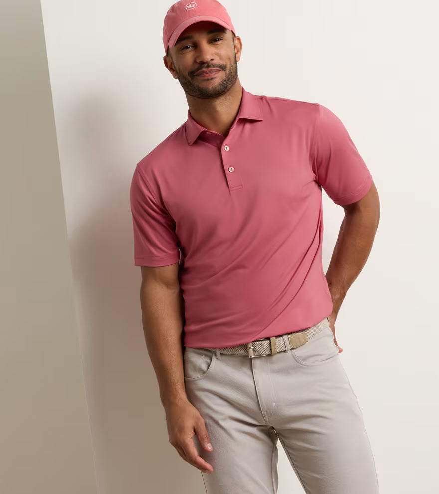 Peter Millar Solid Performance Jersey Polo: Red Coral