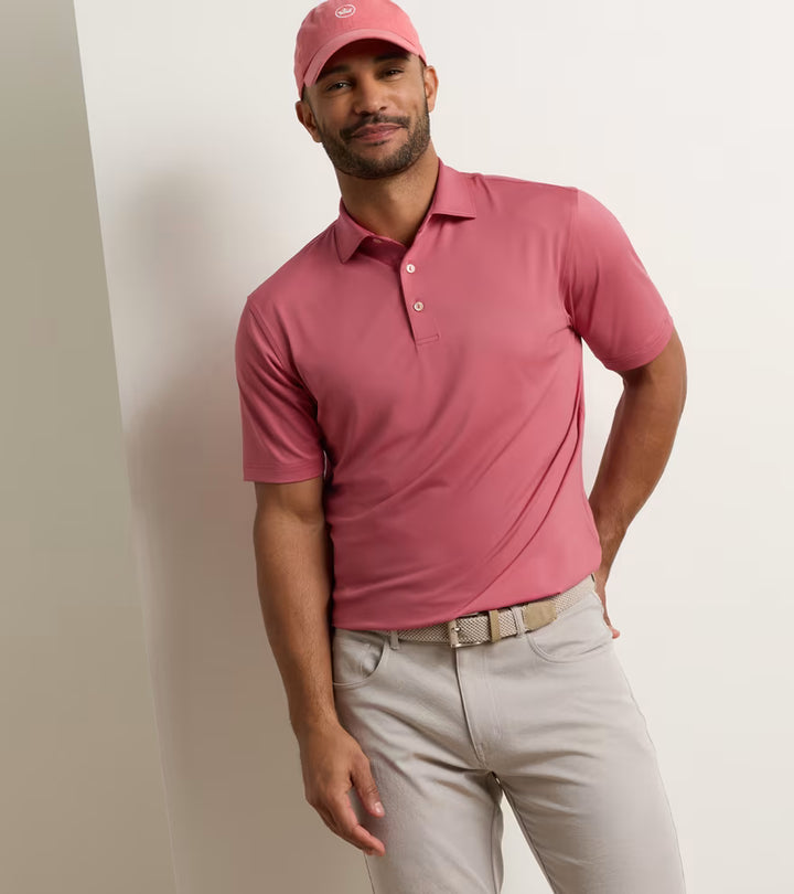 Peter Millar Solid Performance Jersey Polo: Red Coral