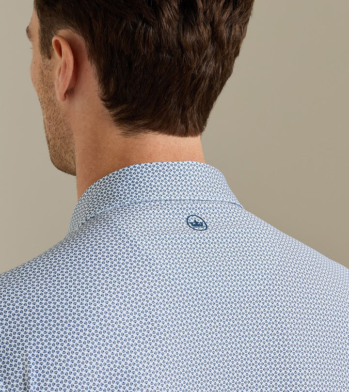 Peter Millar Rambla Performance Jersey Polo: White / Dark Amber