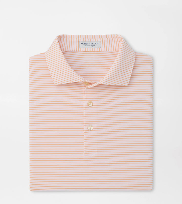 Peter Millar Wade Performance Jersey Polo: White / Papaya