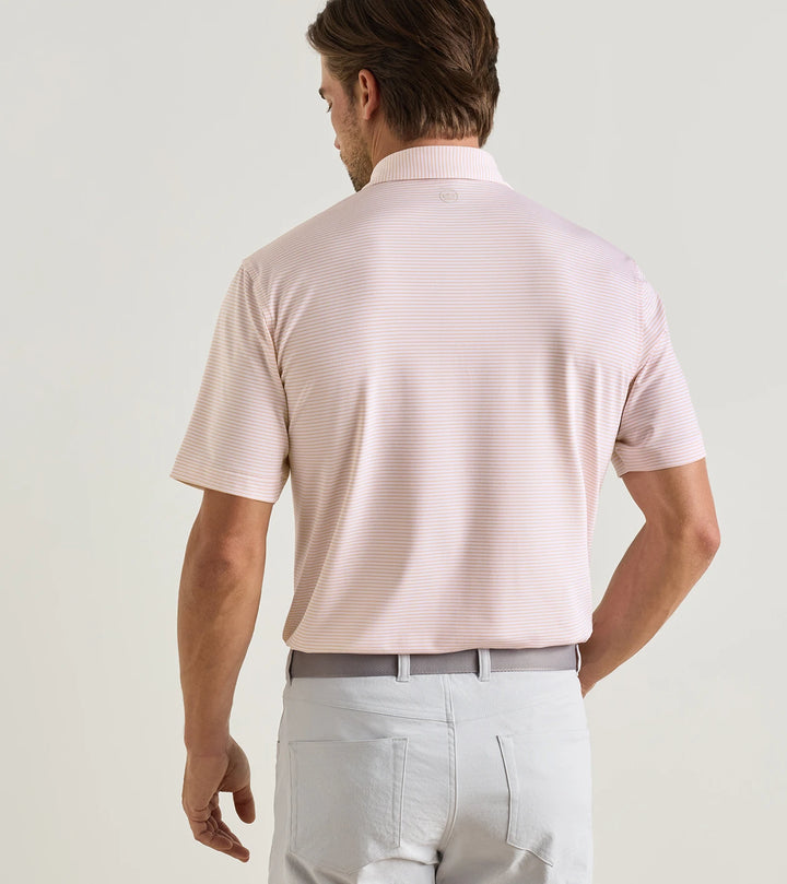 Peter Millar Wade Performance Jersey Polo: White / Papaya
