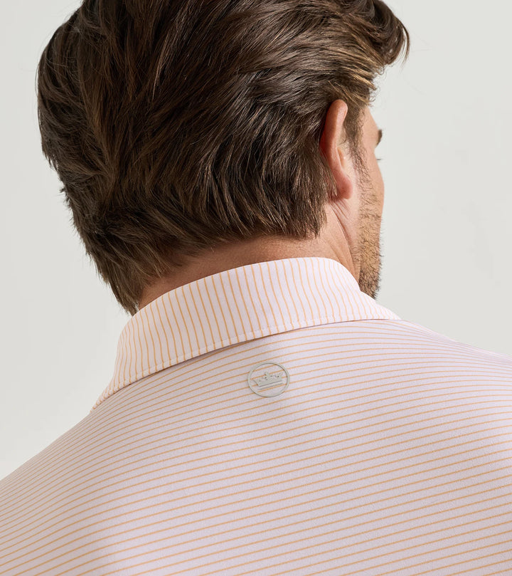 Peter Millar Wade Performance Jersey Polo: White / Papaya