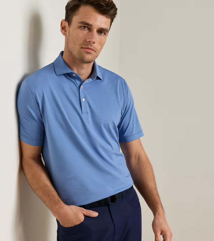 Peter Millar Jubilee Performance Jersey Polo: Bali Blue / Estate Blue