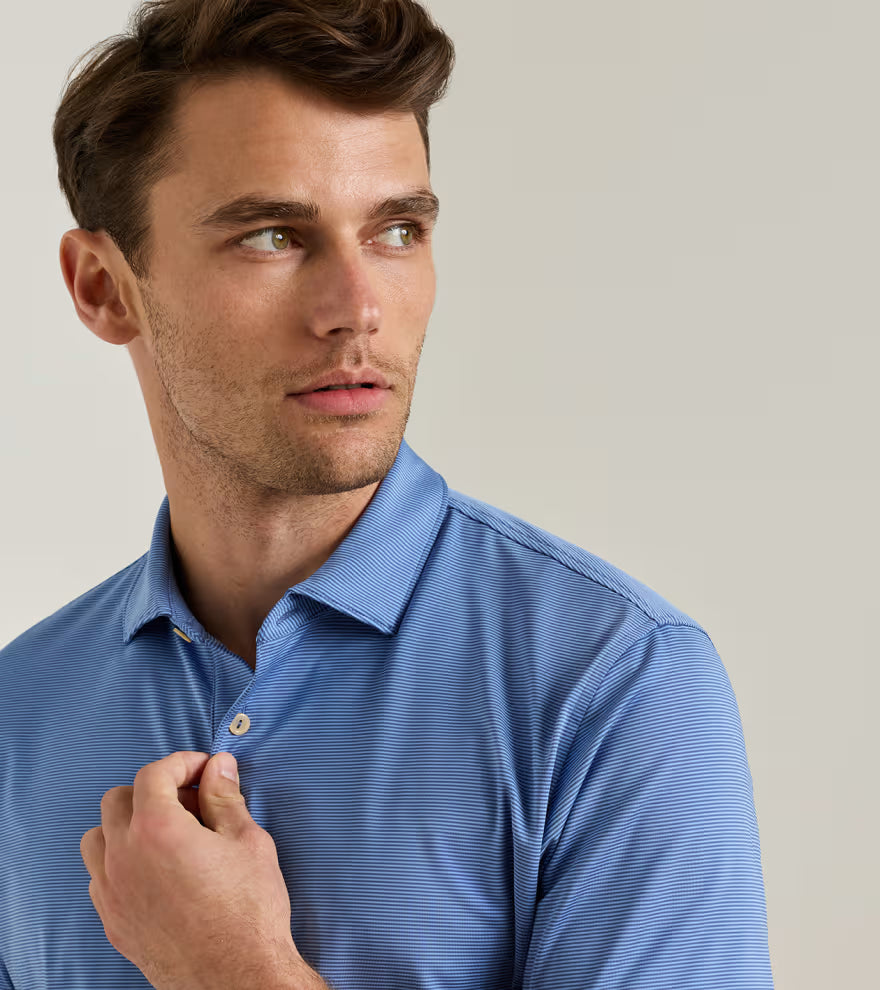 Peter Millar Jubilee Performance Jersey Polo: Bali Blue / Estate Blue