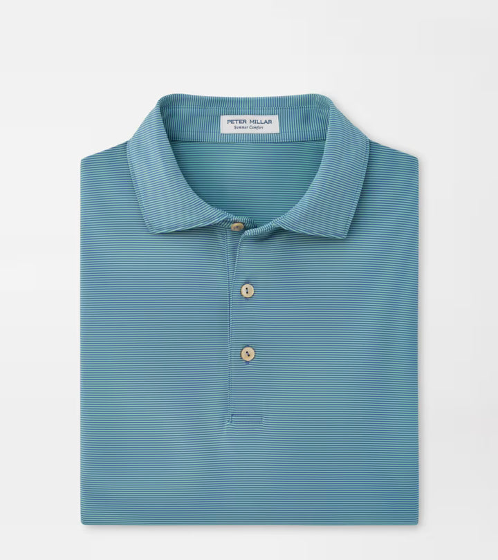 Peter Millar Jubilee Performance Jersey Polo: Bali Blue / Fresh Mint