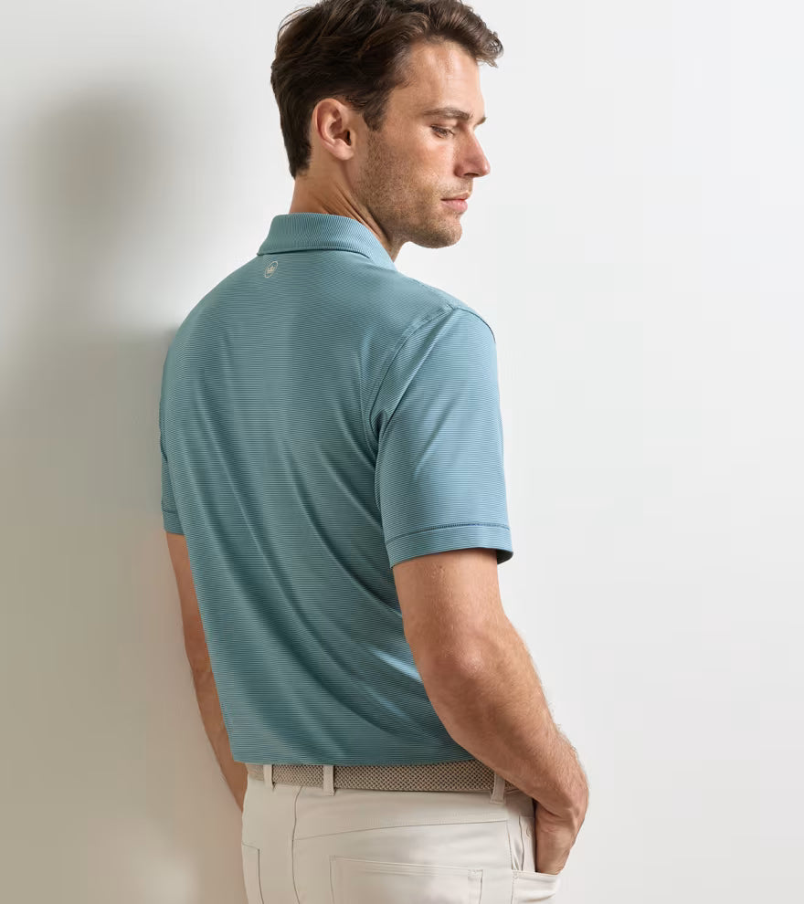 Peter Millar Jubilee Performance Jersey Polo: Bali Blue / Fresh Mint