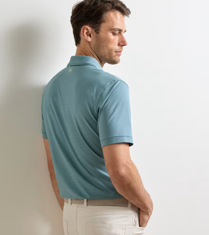 Peter Millar Jubilee Performance Jersey Polo: Bali Blue / Fresh Mint