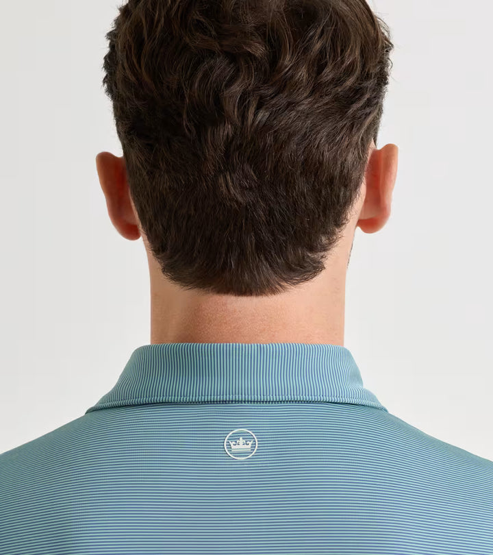 Peter Millar Jubilee Performance Jersey Polo: Bali Blue / Fresh Mint