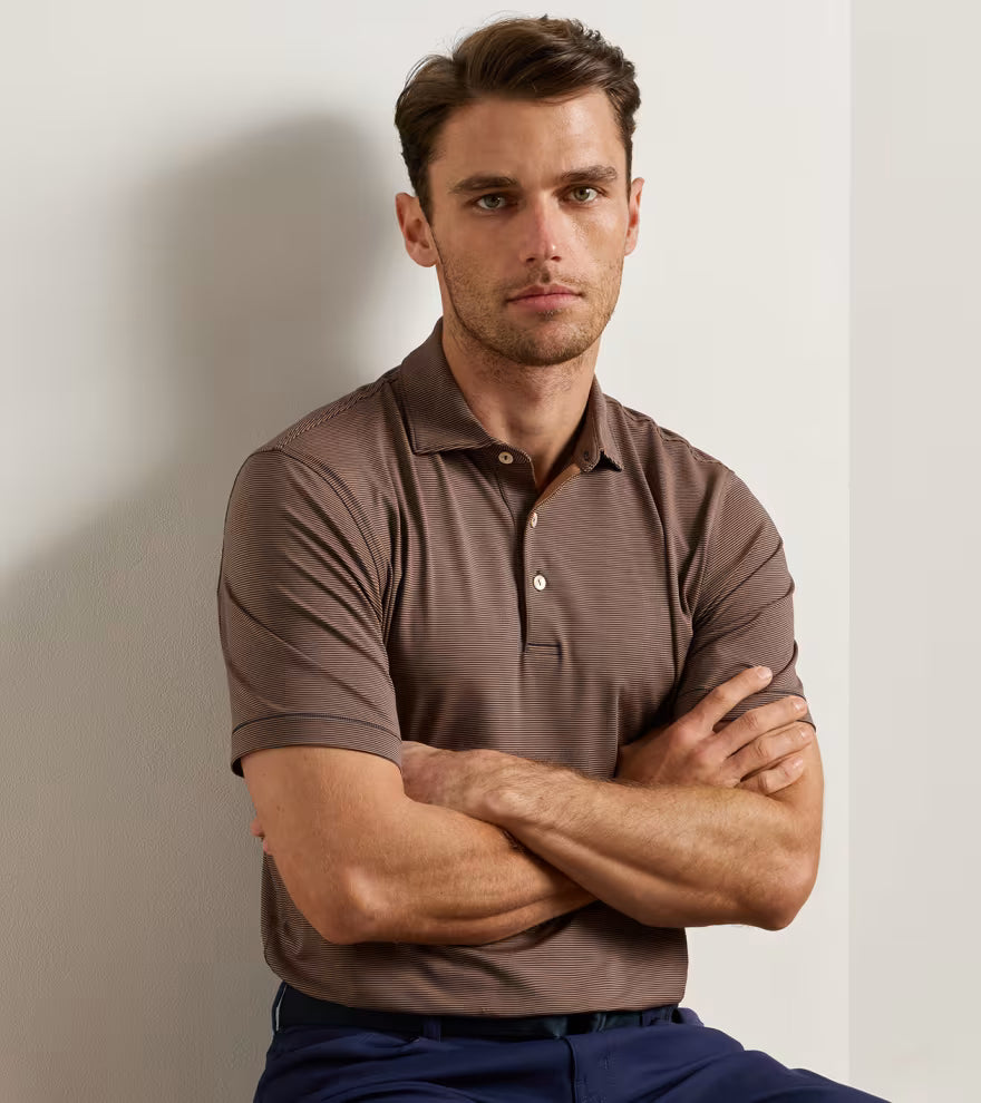 Peter Millar Jubilee Performance Jersey Polo: Navy / Dark Amber