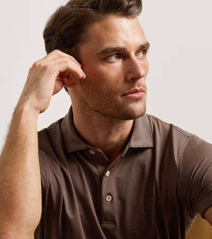 Peter Millar Jubilee Performance Jersey Polo: Navy / Dark Amber