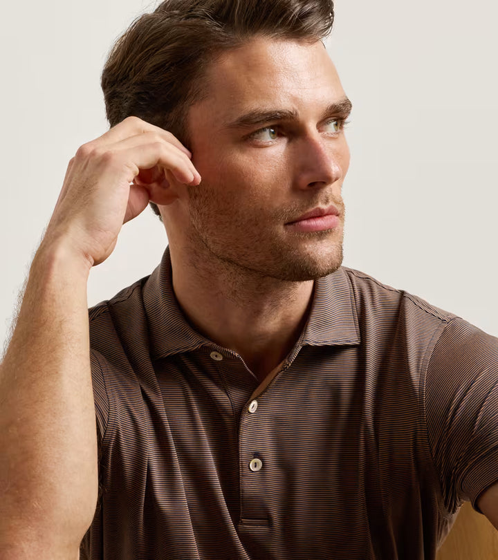Peter Millar Jubilee Performance Jersey Polo: Navy / Dark Amber