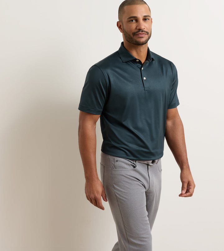 Peter Millar Herringbone Performance Jersey Polo: Navy