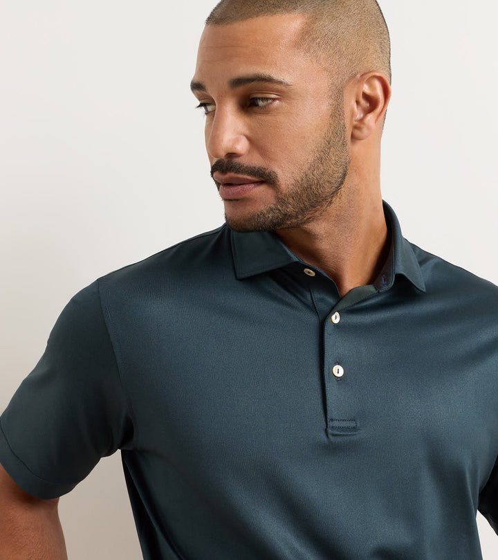 Peter Millar Herringbone Performance Jersey Polo: Navy