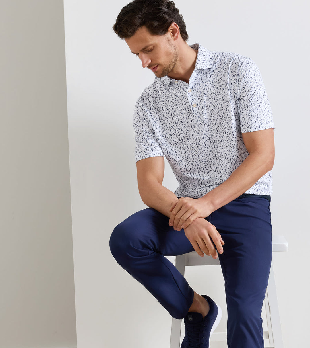 Peter Millar Read the Putt Performance Jersey Polo: White