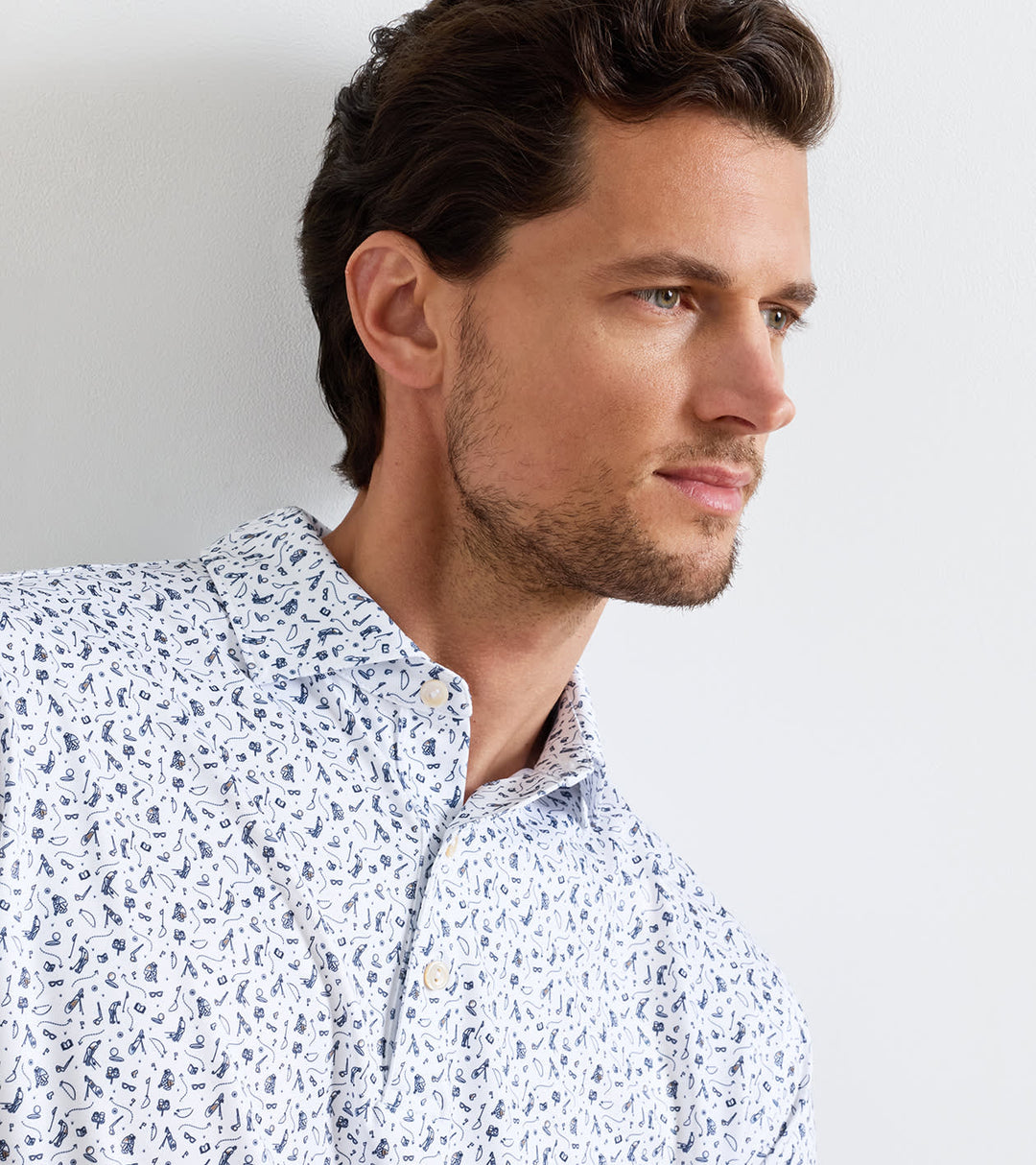 Peter Millar Read the Putt Performance Jersey Polo: White