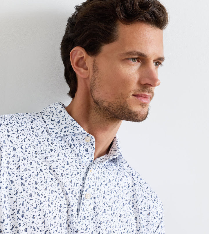 Peter Millar Read the Putt Performance Jersey Polo: White