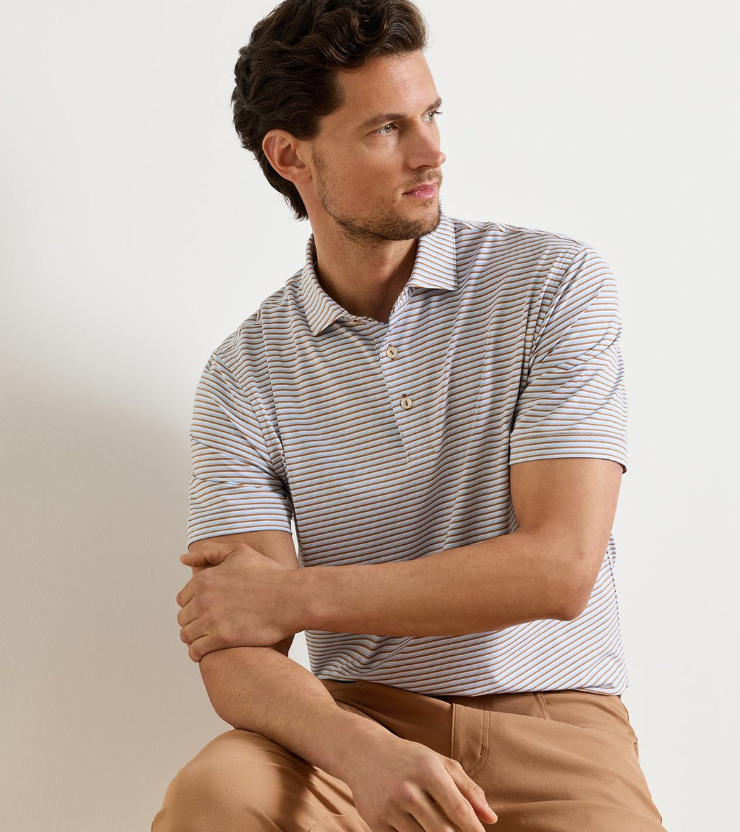 Peter Millar Brooks Performance Jersey Polo: Dark Amber