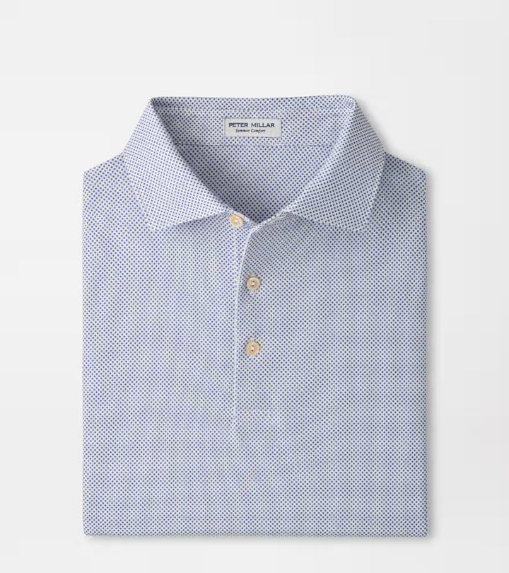 Peter Millar Phoenix Performance Jersey Polo: White / Bali Blue