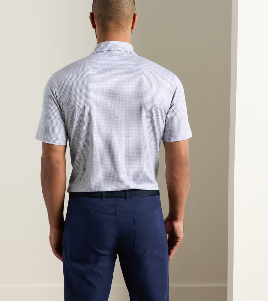 Peter Millar Phoenix Performance Jersey Polo: White / Bali Blue