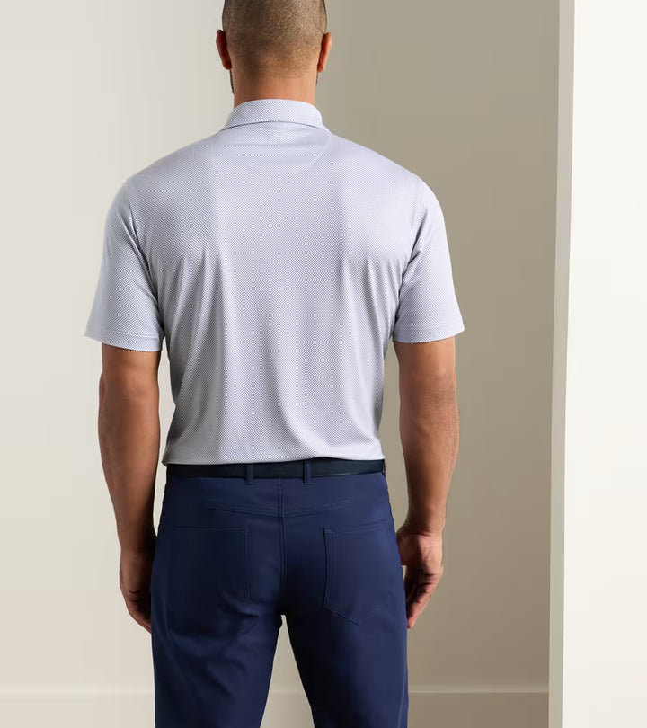 Peter Millar Phoenix Performance Jersey Polo: White / Bali Blue