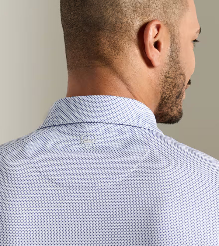 Peter Millar Phoenix Performance Jersey Polo: White / Bali Blue