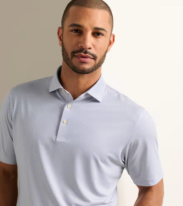 Peter Millar Phoenix Performance Jersey Polo: White / Bali Blue