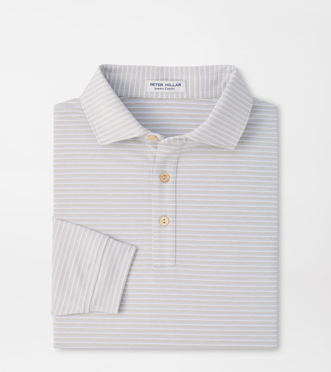 Peter Millar Merion Long-Sleeve Performance Jersey Polo: British Grey