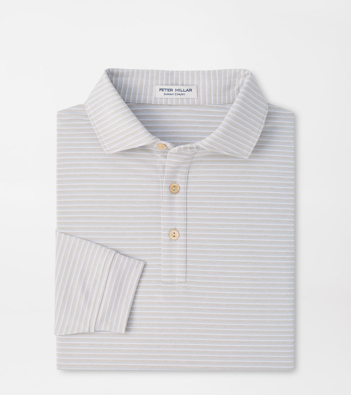Peter Millar Merion Long-Sleeve Performance Jersey Polo: British Grey