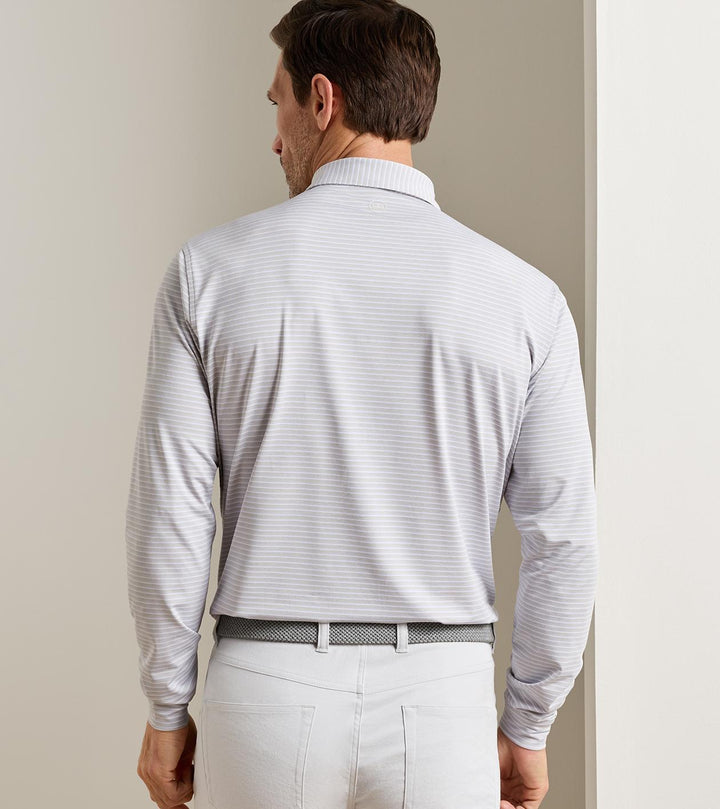 Peter Millar Merion Long-Sleeve Performance Jersey Polo: British Grey