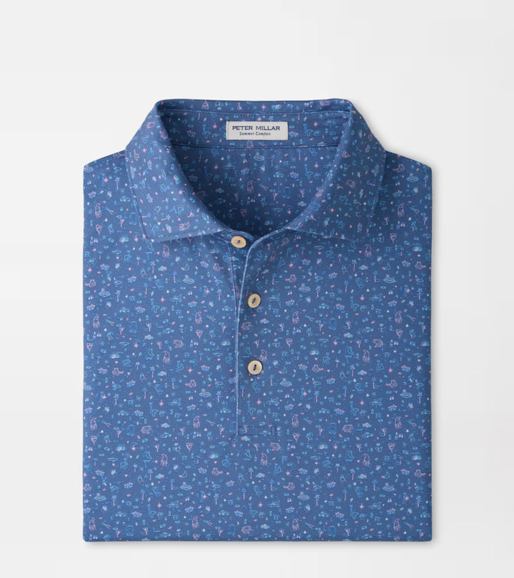 Peter Millar Ridge Performance Jersey Polo: Bali Blue