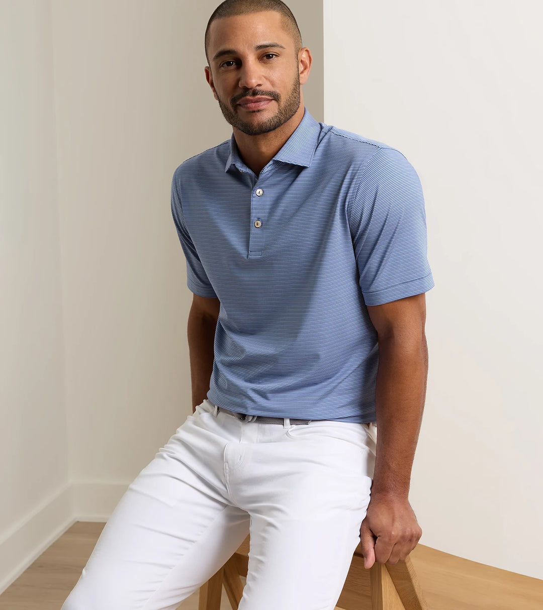 Peter Millar Pierce Performance Jersey Polo: Bali Blue