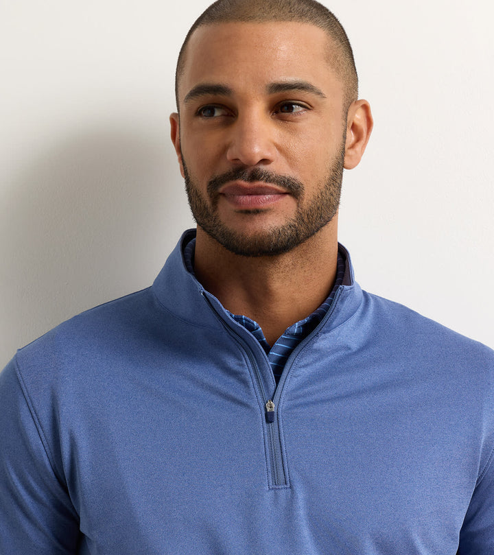 Peter Millar Perth Mélange Performance Quarter-Zip: Bali Blue