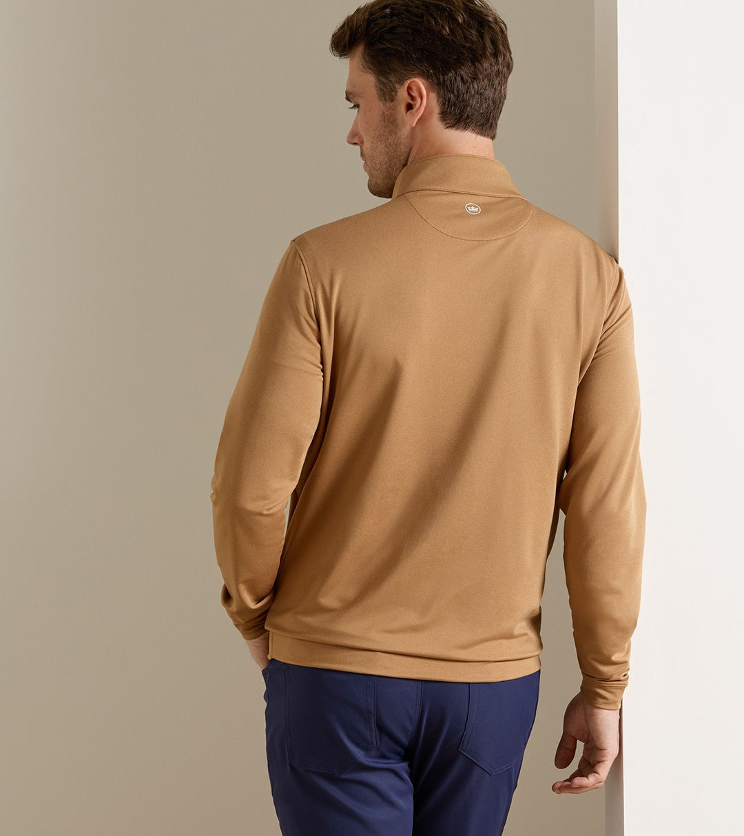 Peter Millar Perth Mélange Performance Quarter-Zip: Dark Amber