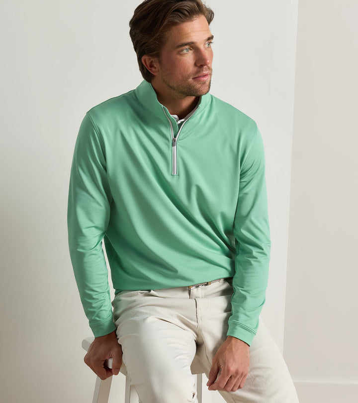 Peter Millar Perth Mélange Performance Quarter-Zip: Fresh Mint