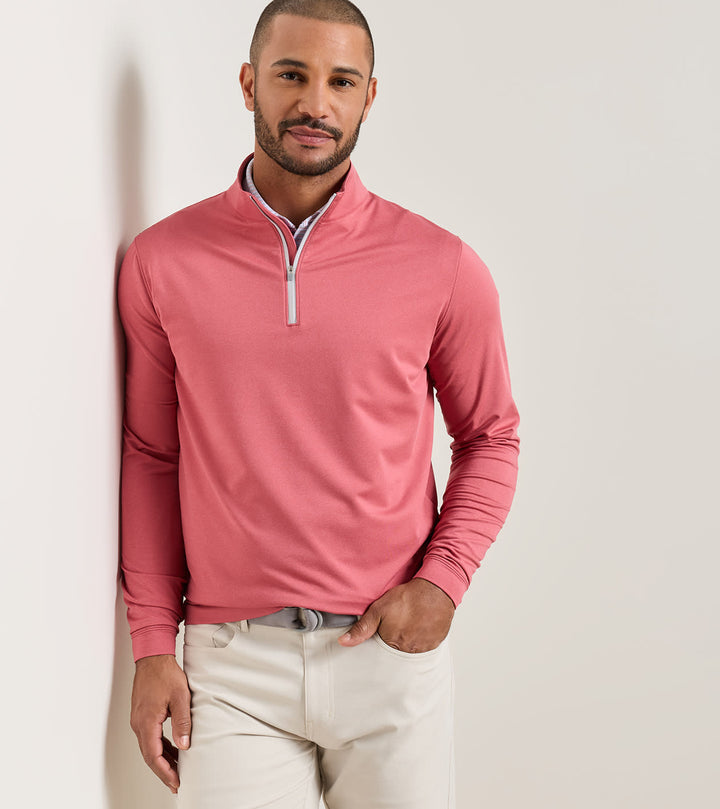 Peter Millar Perth Mélange Performance Quarter-Zip: Red Coral