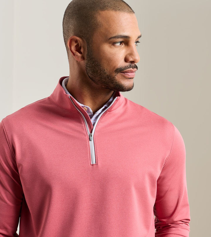 Peter Millar Perth Mélange Performance Quarter-Zip: Red Coral
