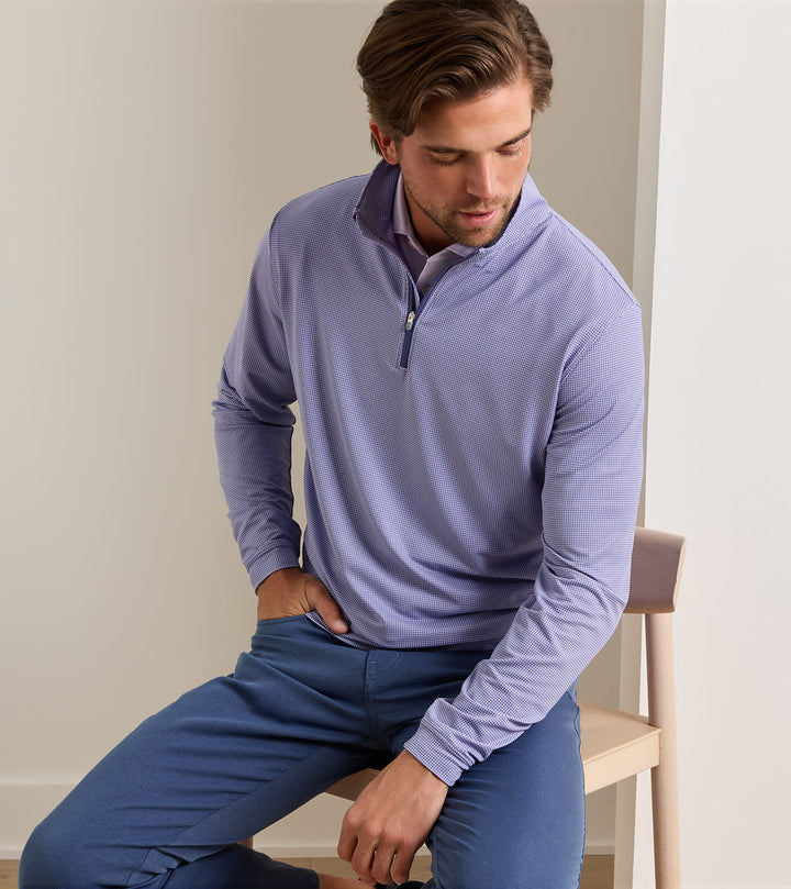 Peter Millar Perth Basketweave Performance Quarter-Zip: Garden Violet