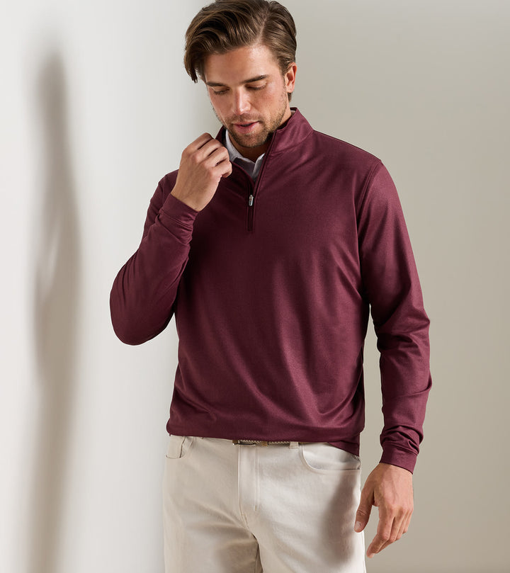 Peter Millar Perth Herringbone Performance Quarter-Zip: Bordeaux