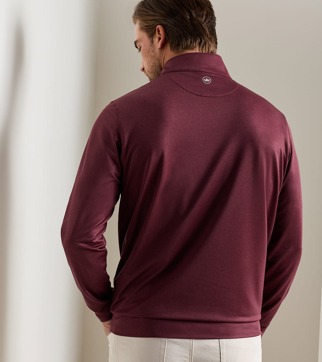 Peter Millar Perth Herringbone Performance Quarter-Zip: Bordeaux