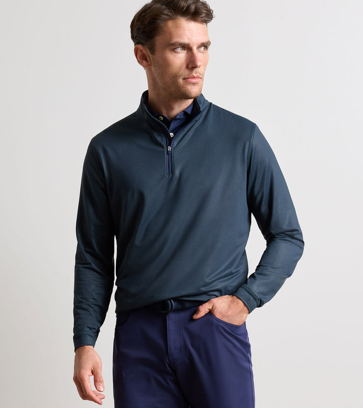 Peter Millar Perth Herringbone Performance Quarter-Zip: Pine Brook