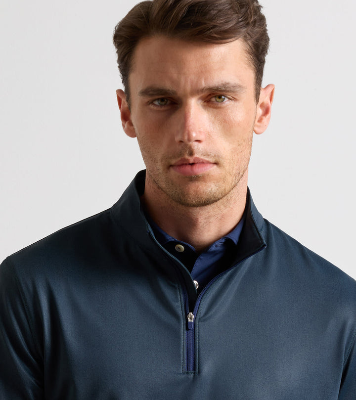Peter Millar Perth Herringbone Performance Quarter-Zip: Pine Brook