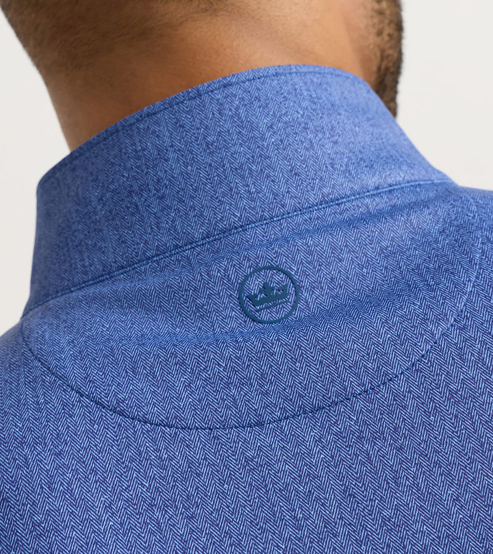 Peter Millar Perth Herringbone Performance Quarter-Zip: Sport Navy