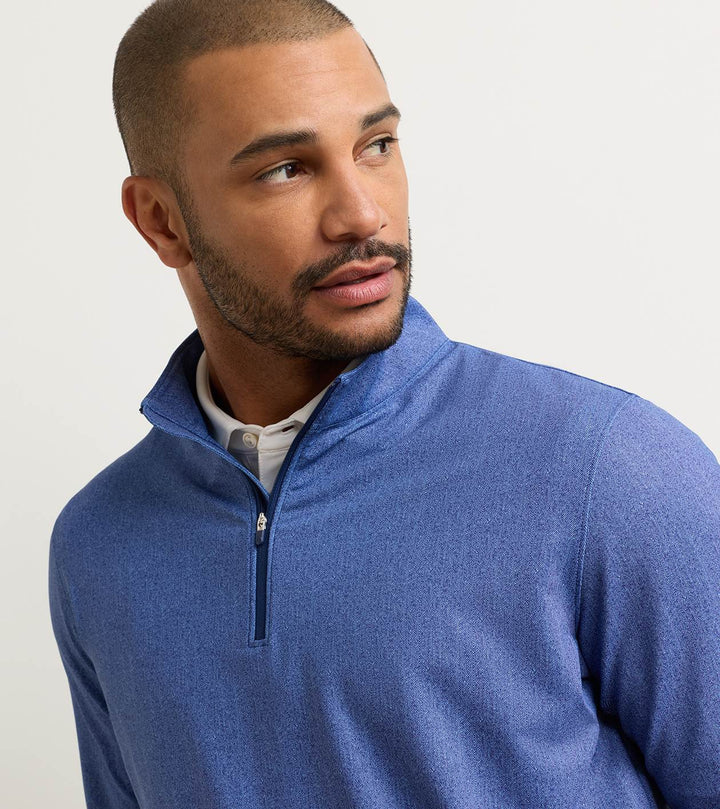 Peter Millar Perth Herringbone Performance Quarter-Zip: Sport Navy